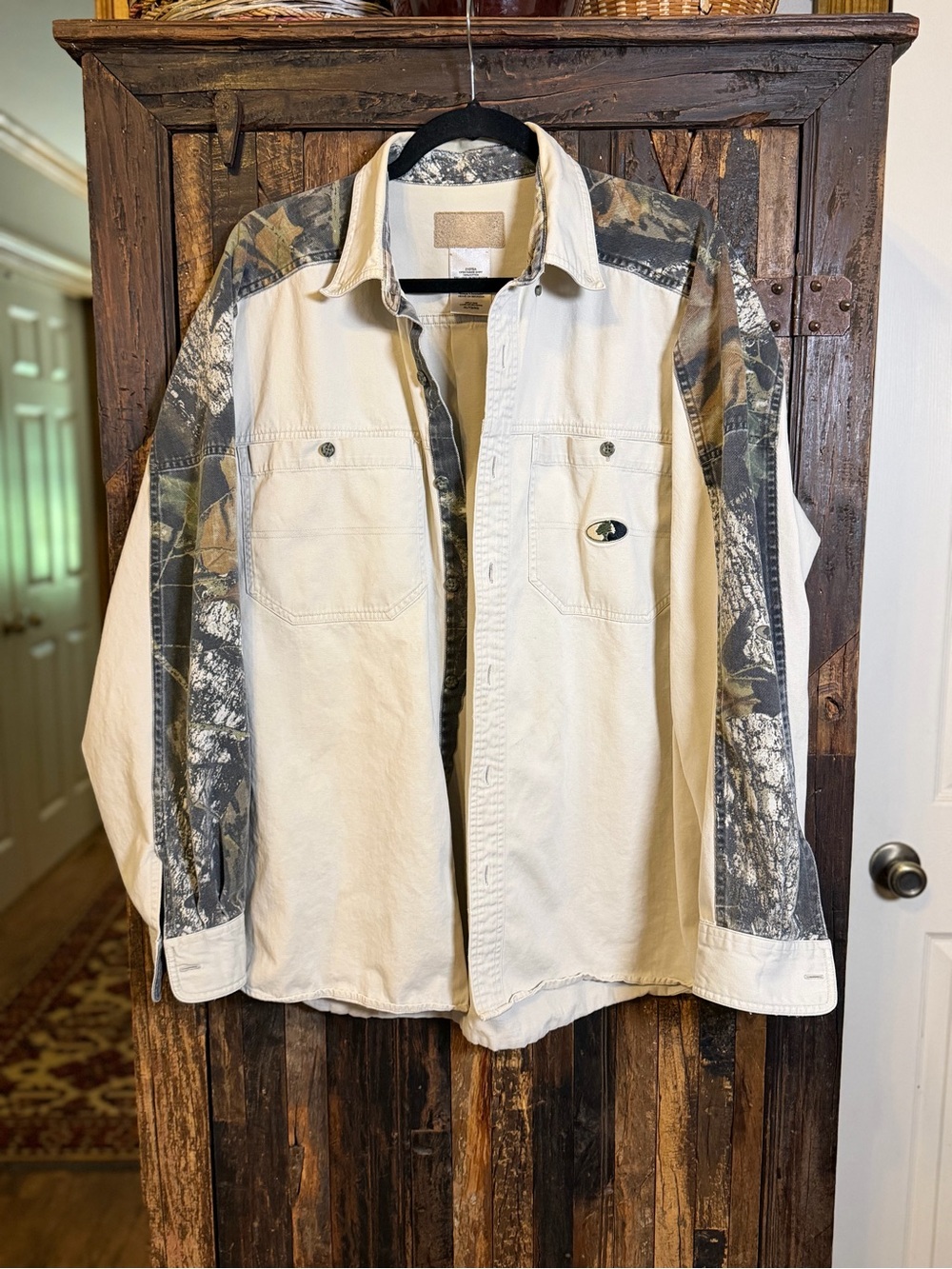 Y2K Mossy Oak Open Range Shirt XL Camo Colorblock Hunting Button Up Outdoors
